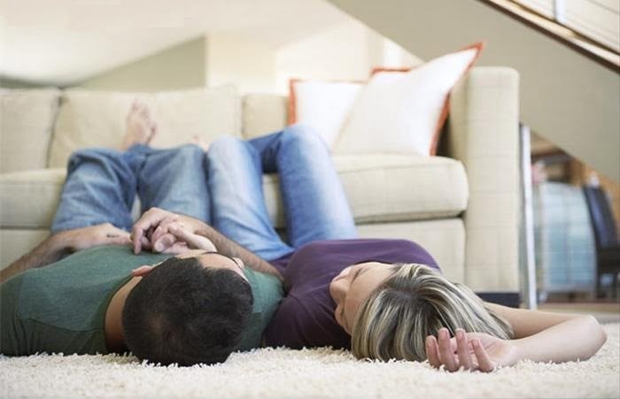 Couple relaxing at home