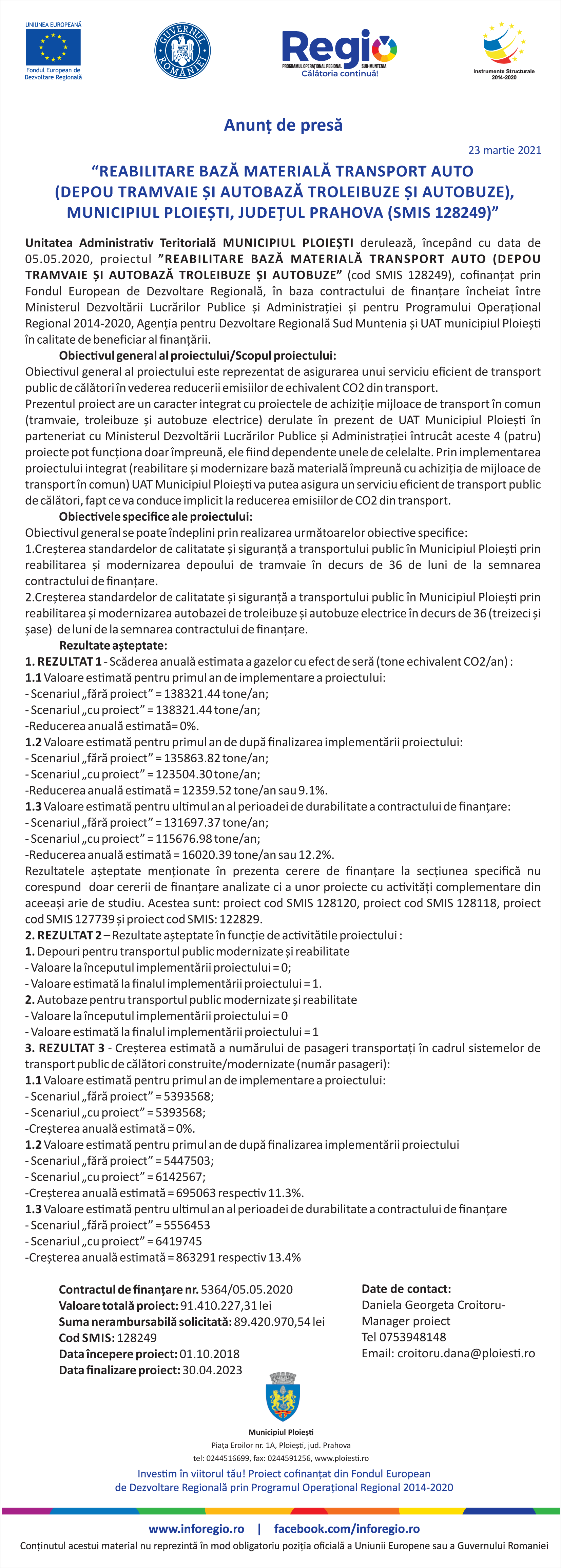 anunt de presa de deschidere Ploiesti online 23