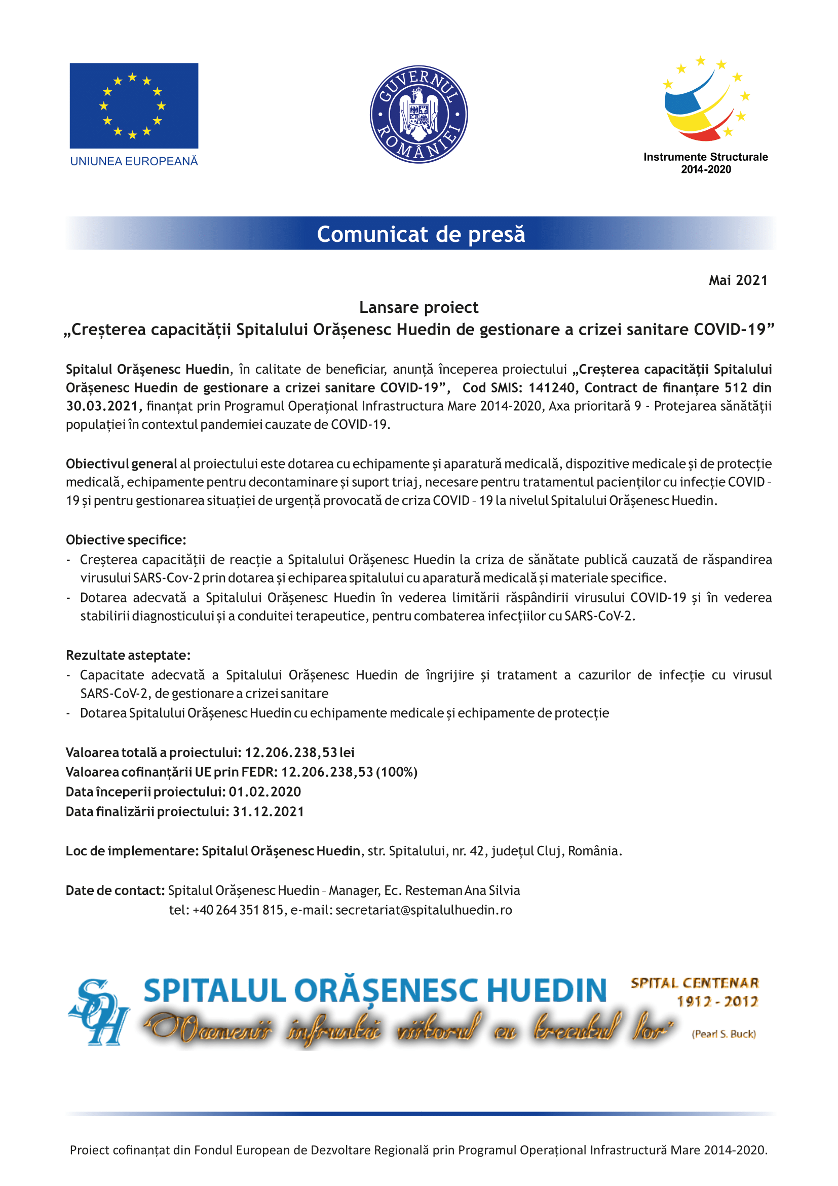 comunicat de presa spital huedin-1