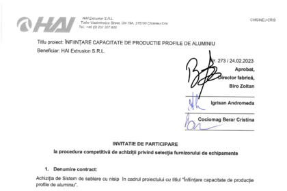 1.4.Anunt incepere procedura de achizitii#1_RO sistem sablare