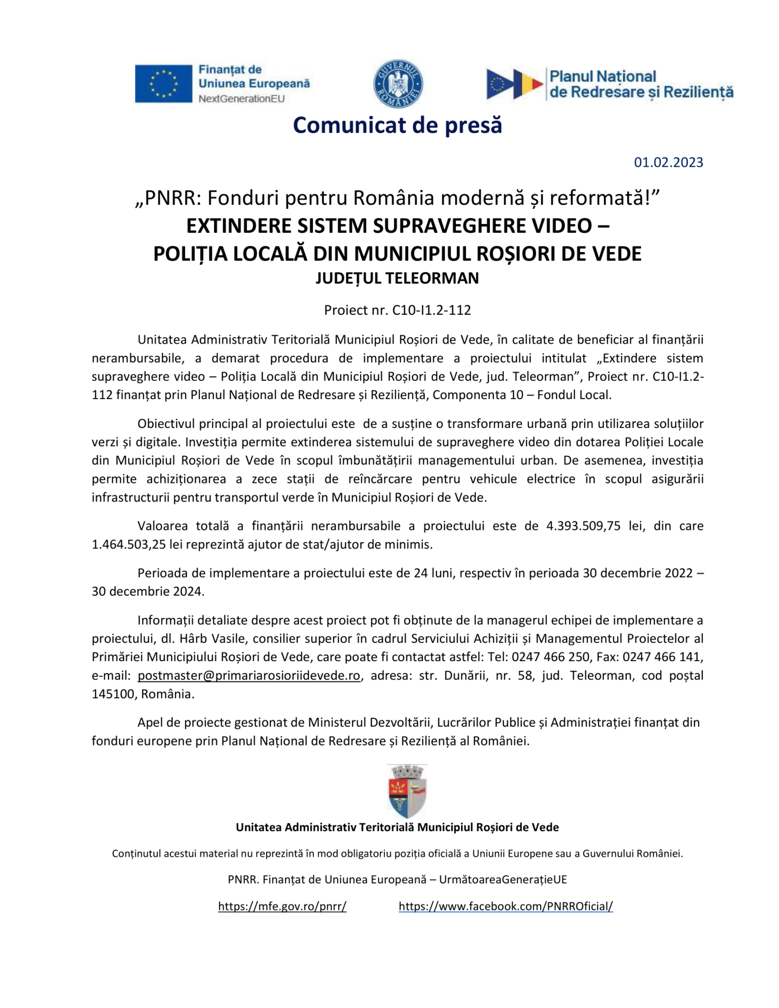 Comunicat de presă POLIȚIA LOCALĂ DIN MUNICIPIUL ROȘIORI DE VEDE-1