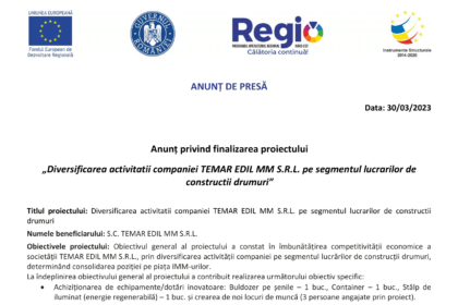 Temar Edil MM - Comunicat de presa finalizare proiect 30