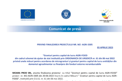 Comunicat finalizare MOARA PROD