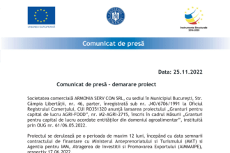 1.Comunicat de Presa - lansare proiect_ARMONIA SERV COM