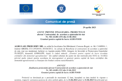 Anunț_AGRI-FOOD_AGRO LAIG finalizare proiect-1-min