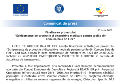 Comunicat de presa Baia de fier 30