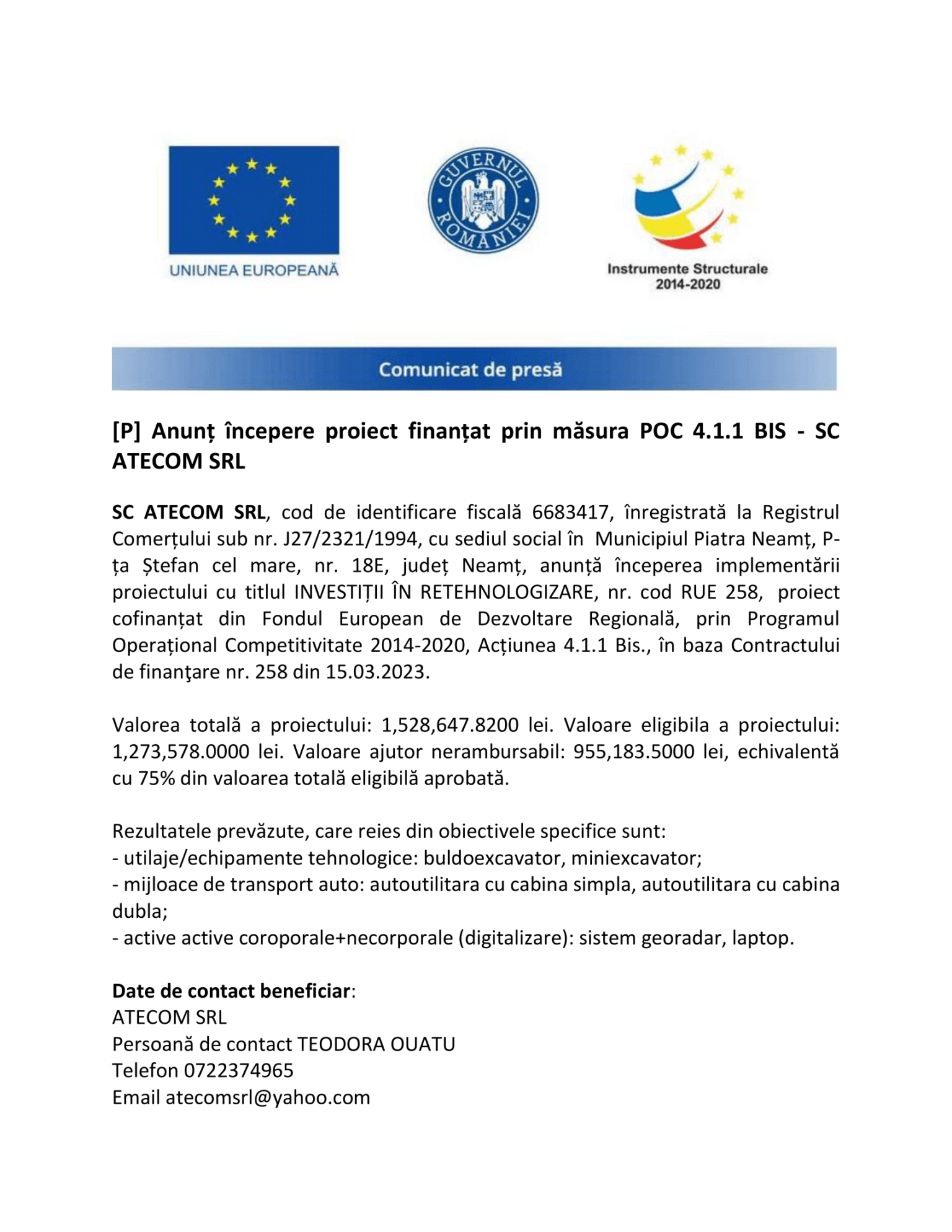 Comunicat de presa ATECOM