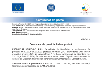 comunicat presa PRODIGY IT SOLUTIONS