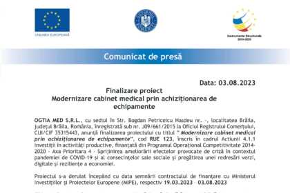 Comunicat de Presa - finalizare OGTIA MED SRL