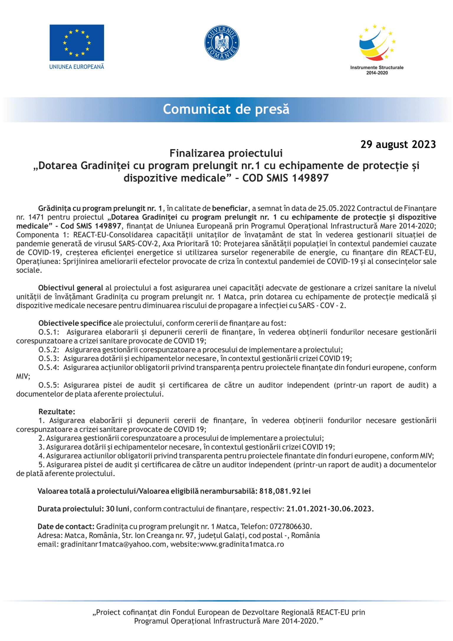 comunicat de presa gradinita Matca 29 august-1-min