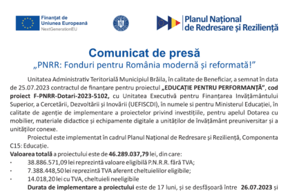 Comunicat de presa online Braila Educatie pentru performanta