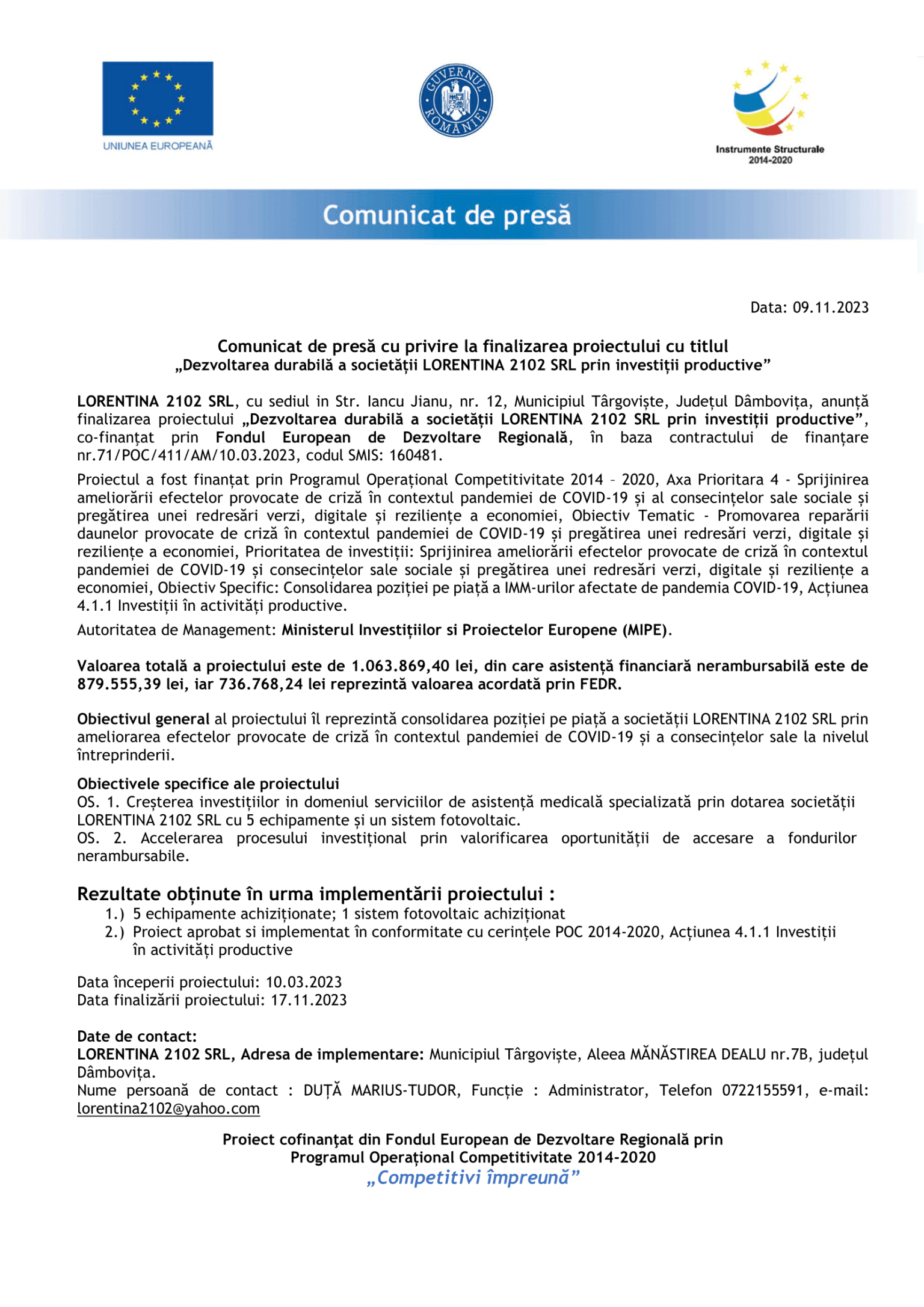 Comunicat LORENTINA 2102