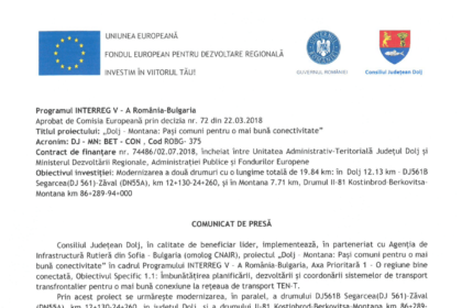 Comunicat de presa CJ Dolj