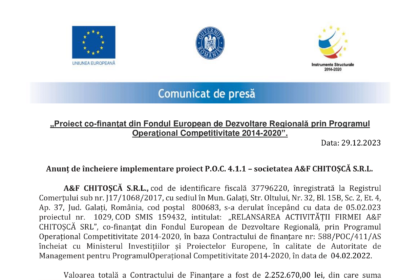 Anunt de presa incheiere proiect-A&F CHITOSCA-1