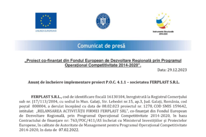 Anunt de presa incheiere proiect-FERPLAST-1