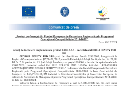 Anunt de presa incheiere proiect-GEORGIA BEAUTY TUD-1