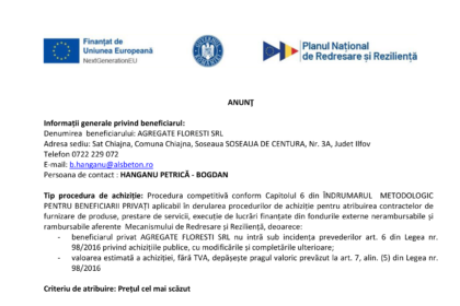 Anunt ziar AGREGATE-FLORESTI