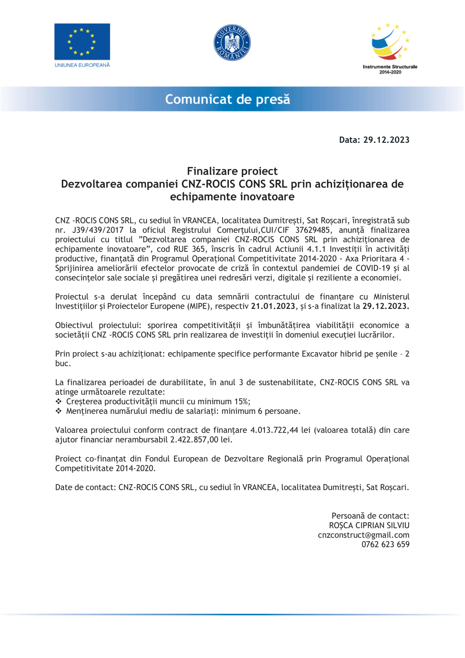 Comunicat de Presa - finalizare proiect - CNZ-ROCIS CONS-1-min