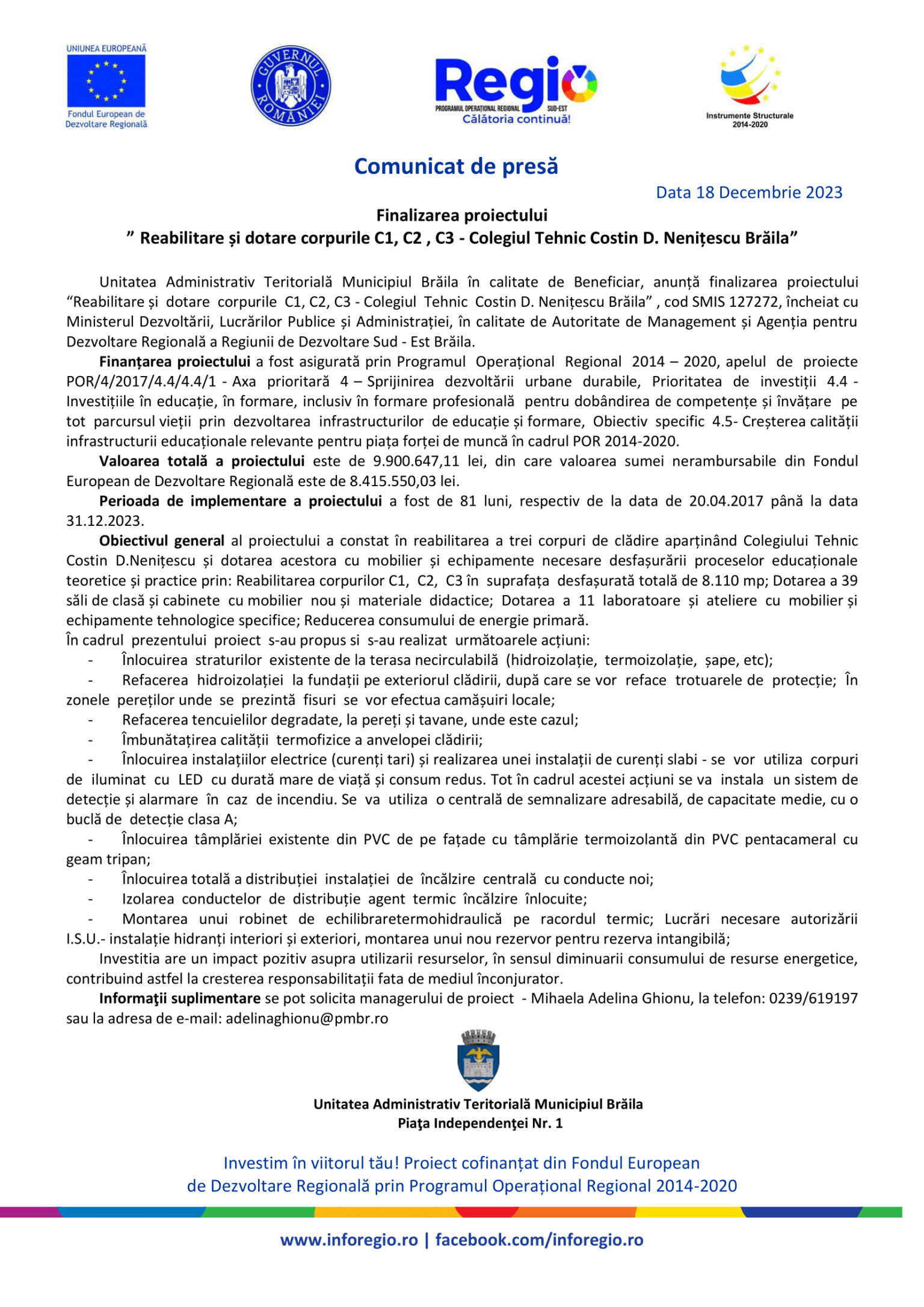 Comunicat de presa finalizare proiect Nenitescu Braila 18122023-1-min