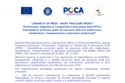 Comunicat finalizare proiect UNEJ