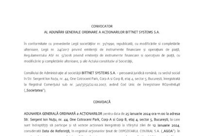 Convocator AGOA Bittnet Systems SA