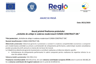 Cunda - Comunicat de presa finalizare proiect