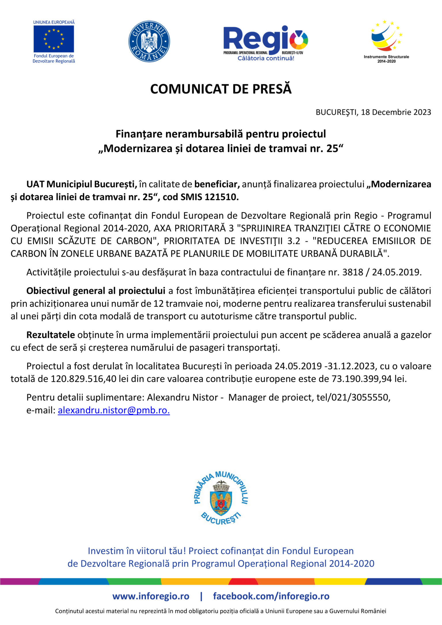 Mun. Bucuresti - „Modernizarea... 25“ - SMIS 121510 - comunicat finalizare proiect-1-min