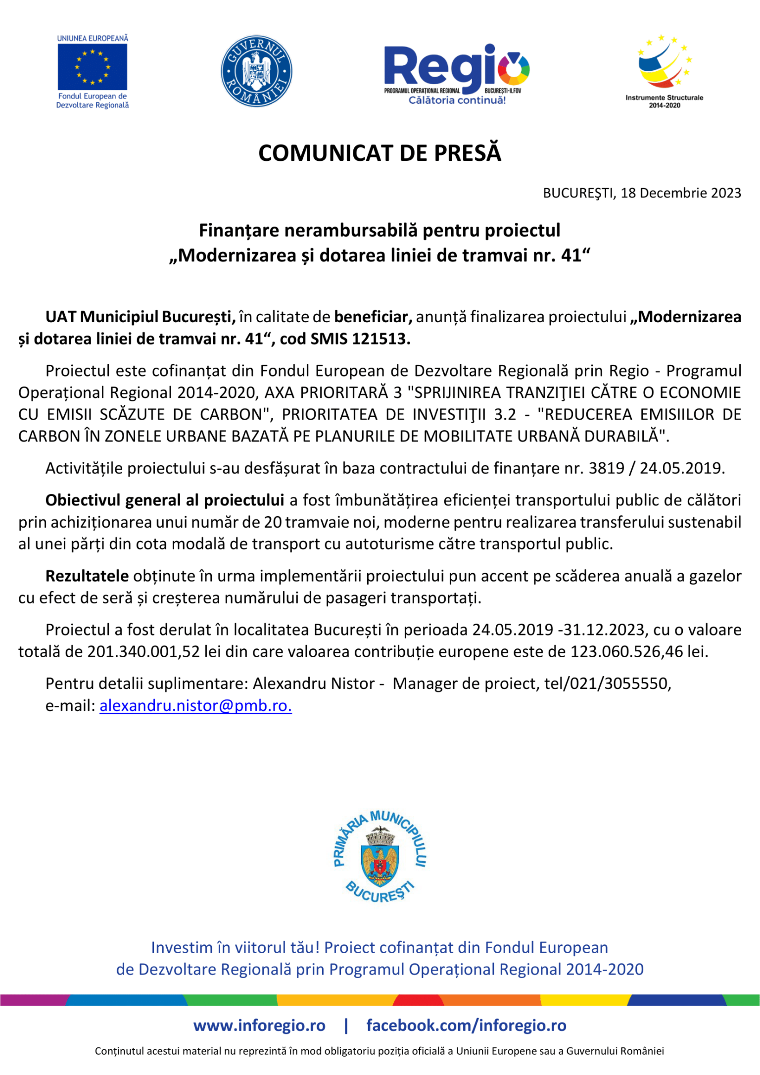 Mun. Bucuresti - „Modernizarea... 41“ - SMIS 121513 - comunicat finalizare proiect-1-min