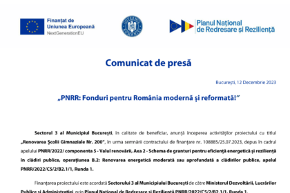 PS3 - Lot 15 - „Renovarea... scolii nr. 200“ - C5-B2.1a-181 - comunicat lansare proiect-1