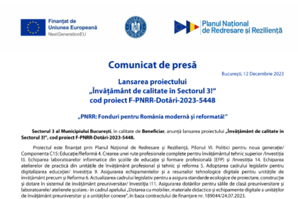 PS3 - „Invatamant...“ - F-PNRR-Dotări-2023-5448 - comunicat lansare proiect-1