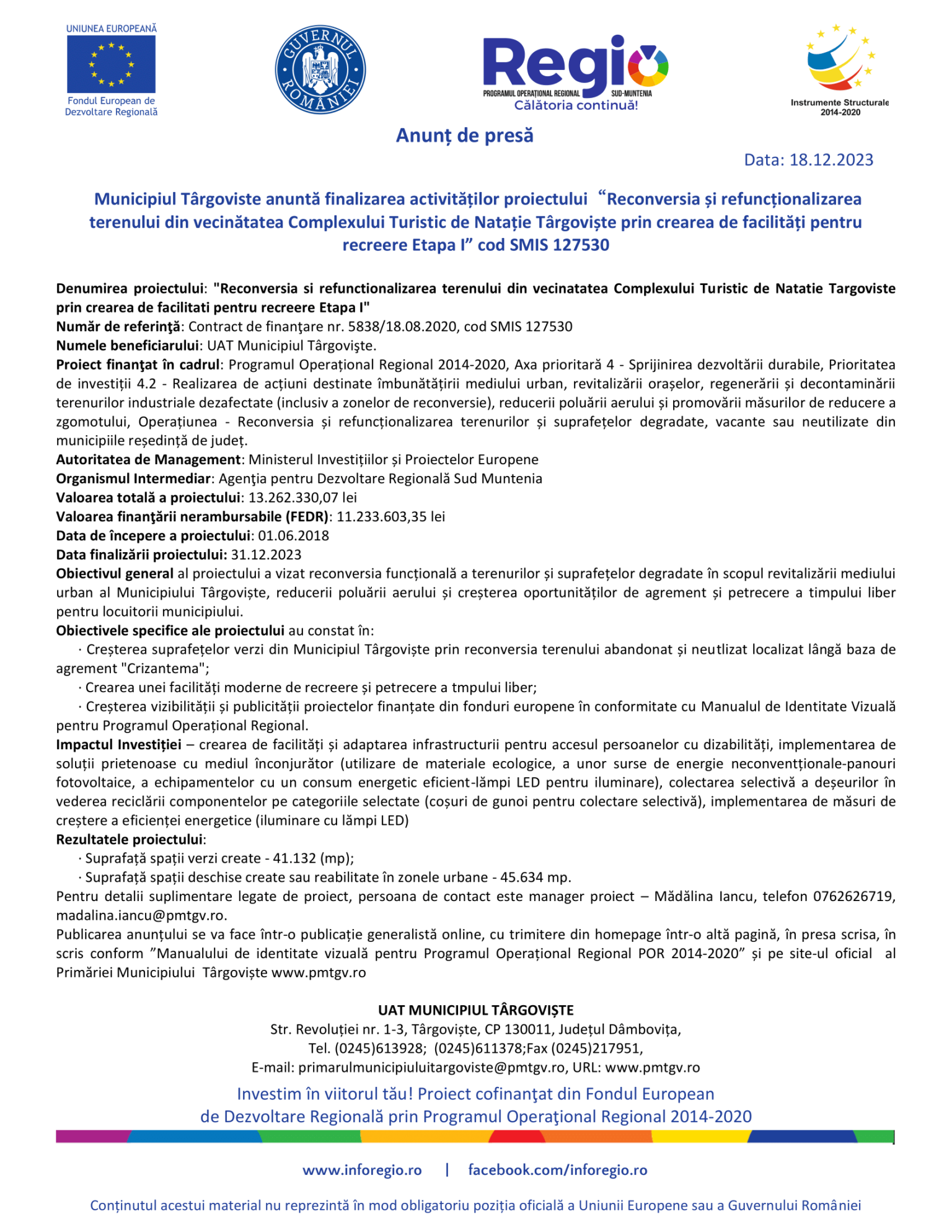 comunicat_presa_SMIS-A4 finalizare Targoviste 18122023-1-min