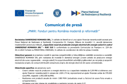 Comunicat demarare proiect_Daneridge Romania SRL-1-min