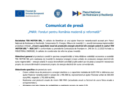 Comunicat demarare proiect_Tek Motor SRL-1-min