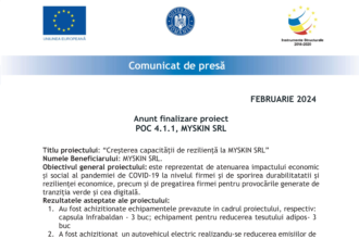 Comunicat_de_Presa finalizare proiect MYSKIN SRL