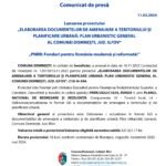 Com. Domnesti - „Elaborarea... PUG...“ - C10-I4-584 - comunicat lansare proiect