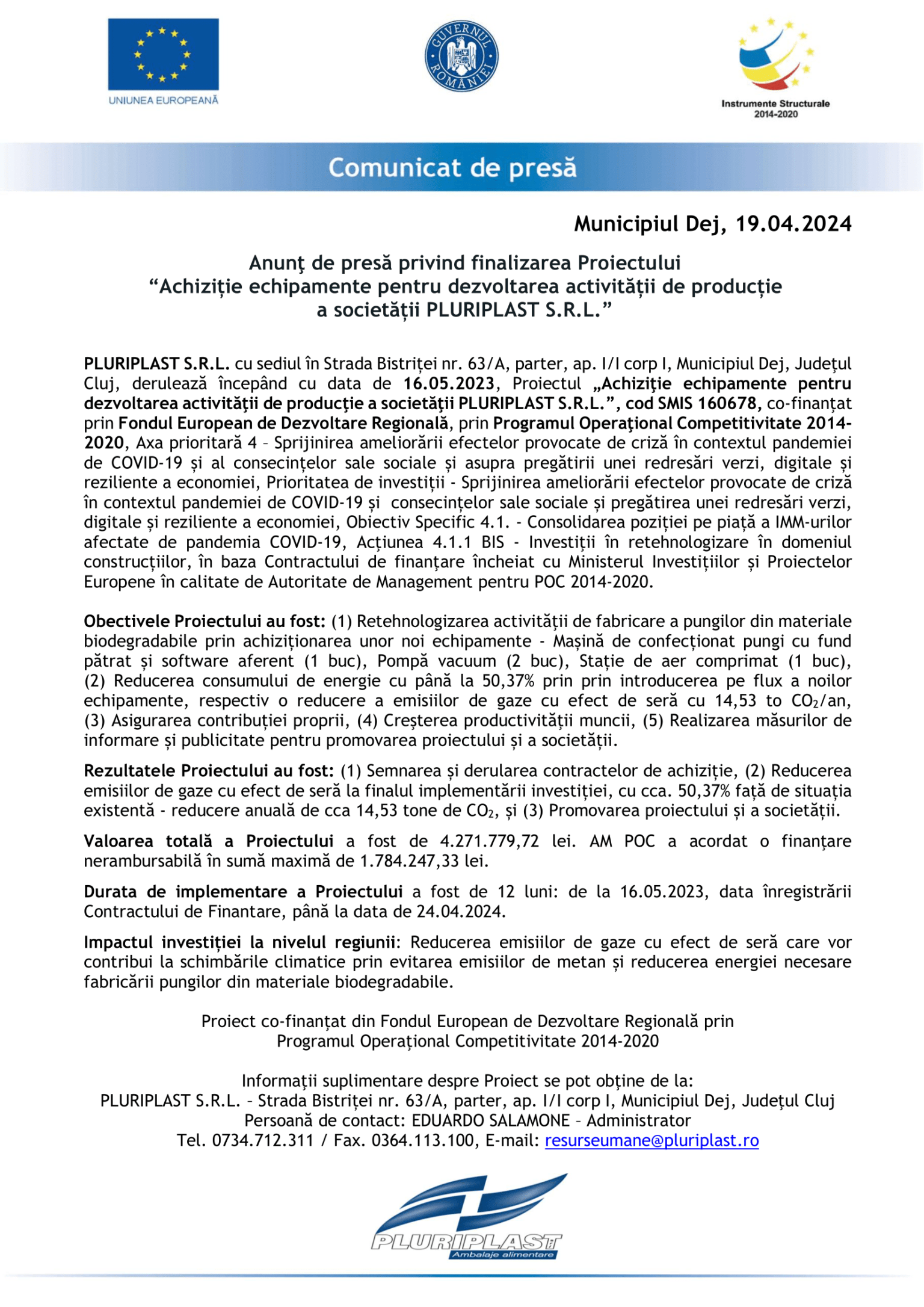 Anunt de presa finalizare proiect_PLURIPLAST_160678