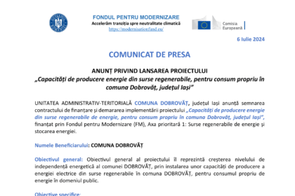 Comunicat de presa Dobrovat