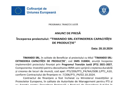 Anunt de presa incepere proiect-TIMANDO