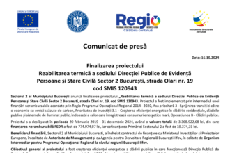 PS2 - „Reabilitarea... Stare Civila...“ - SMIS 120943 - comunicat finalizare proiect