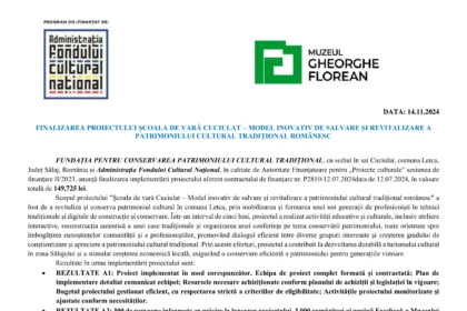 Anunt finalizare proiect FUNDAȚIA PENTRU CONSERVAREA PATRIMONIULUI CULTURAL TRADIȚIONAL-1