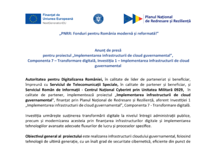 Comunicat Autoritatea pentru Digitalizarea României