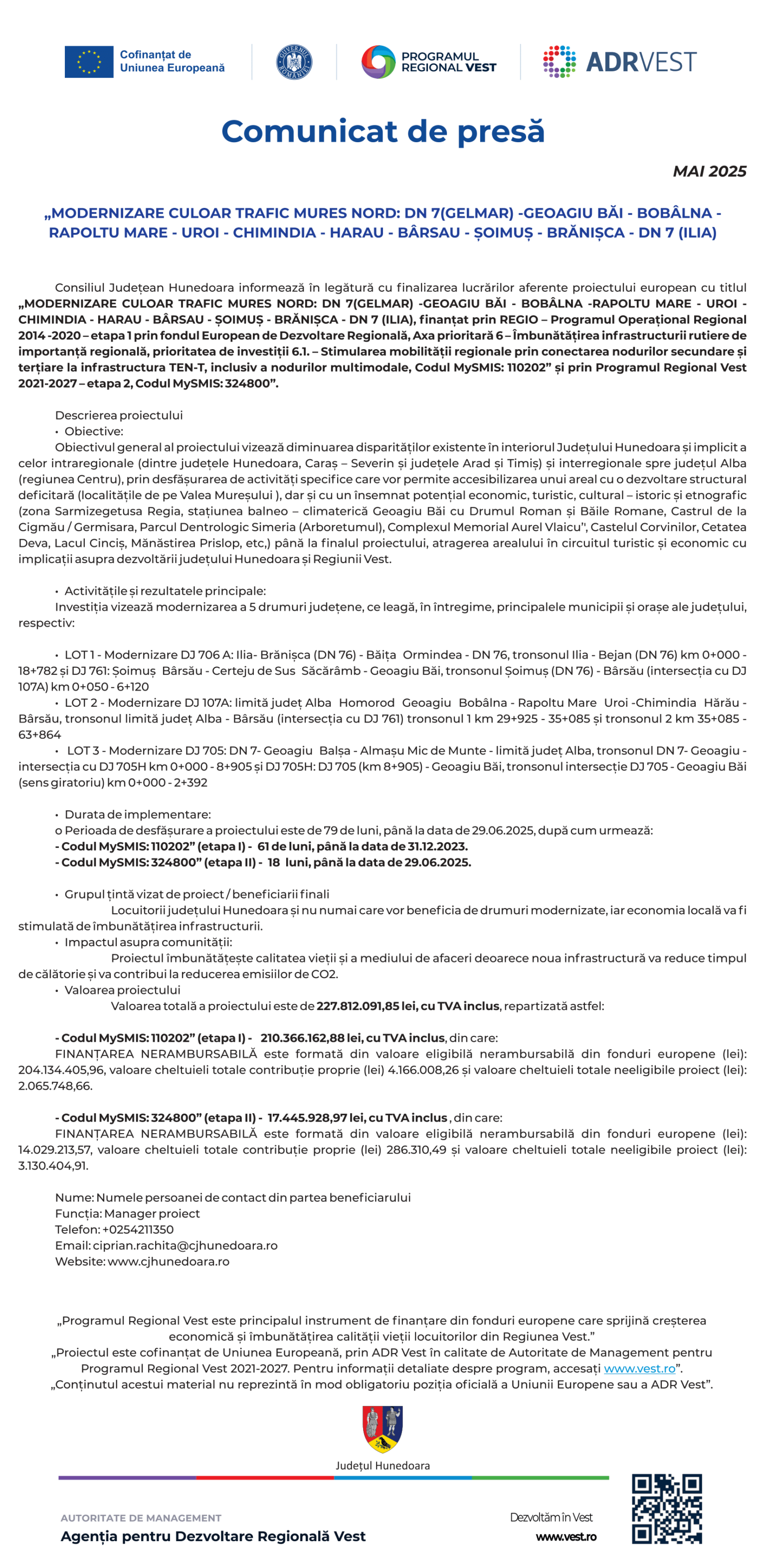 comunicat-hunedoara-culoar-adr-vest