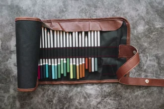 pencils-leather-bag