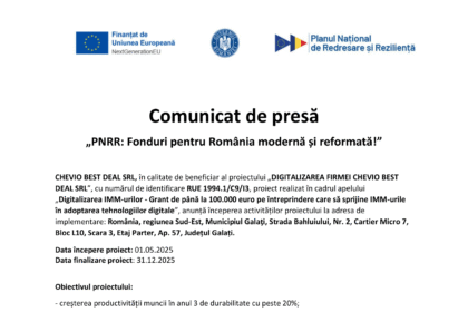 Anunt de presa CHEVIO SRL-1