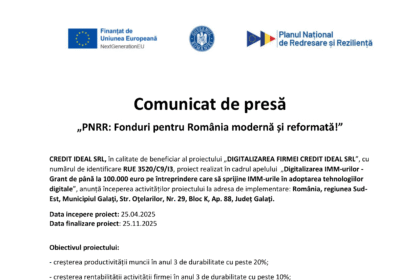 Anunt de presa CREDIT IDEAL SRL-1