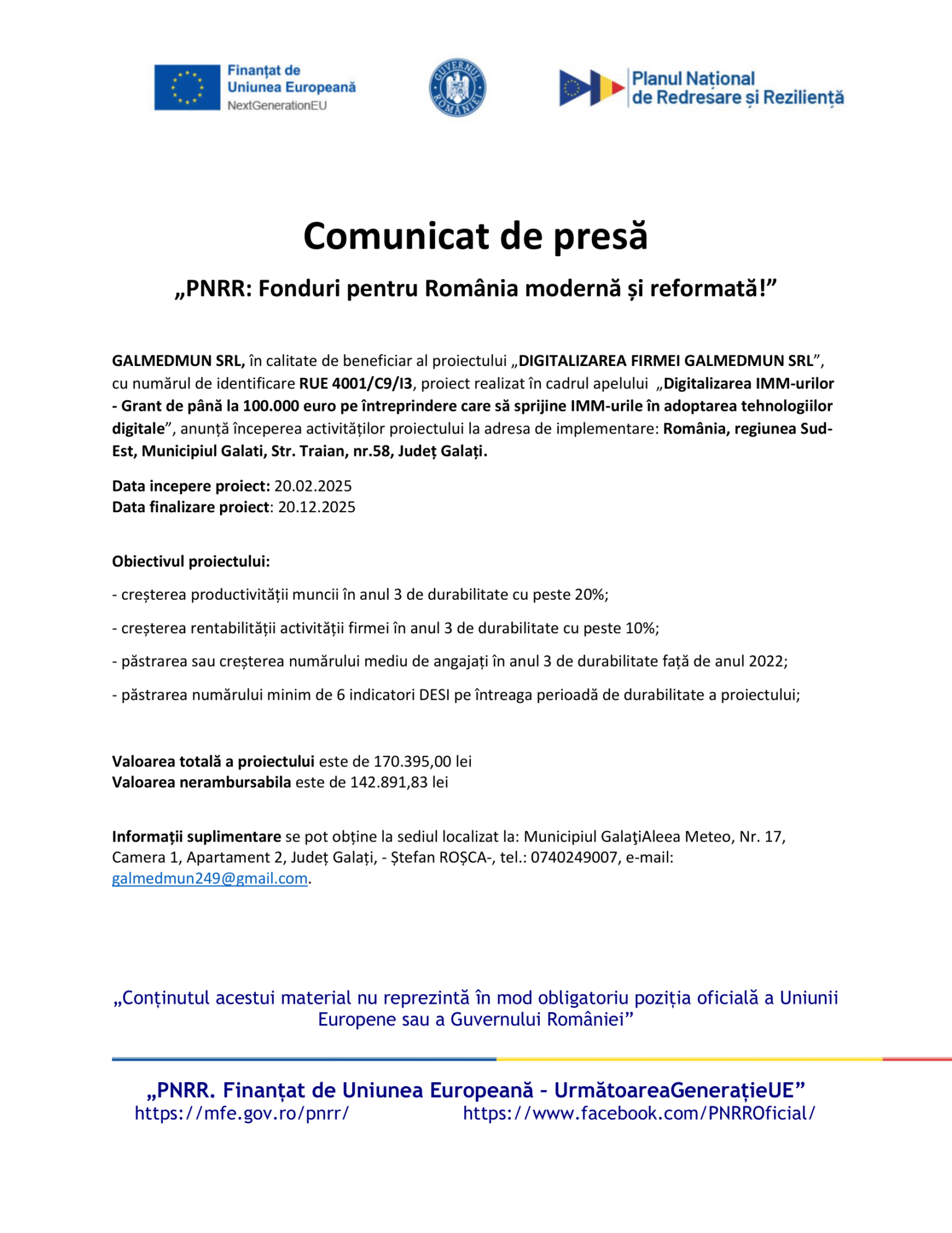 Anunt de presa GALMEDMUN SRL-1