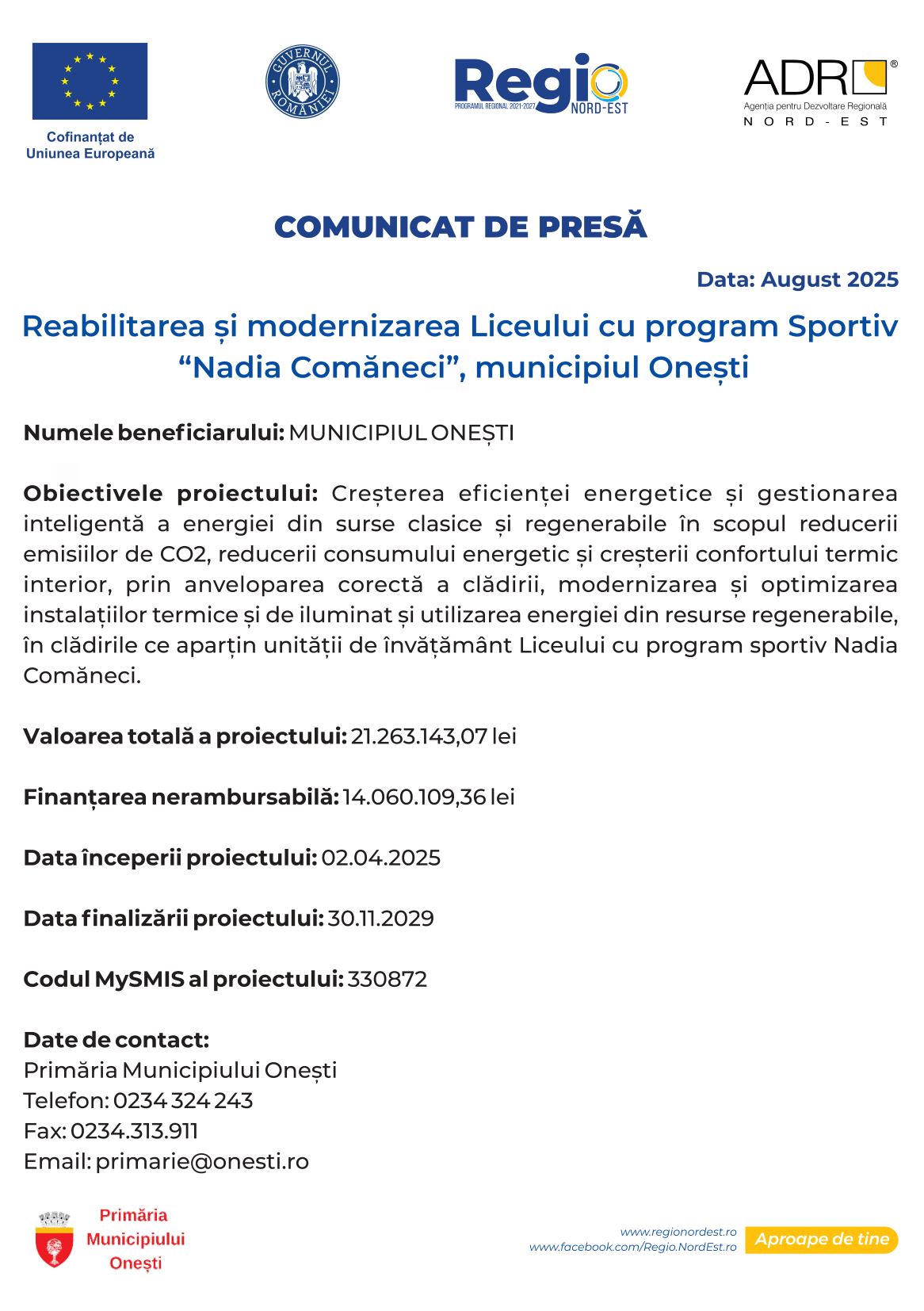 comunicat-onesti-nord-est