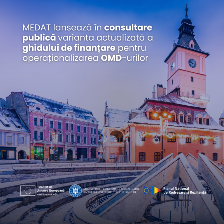 MEDAT lansează în consultare publică varianta actualizată a ghidului de finanțare pentru operaționalizarea OMD-urilor, prin PNRR