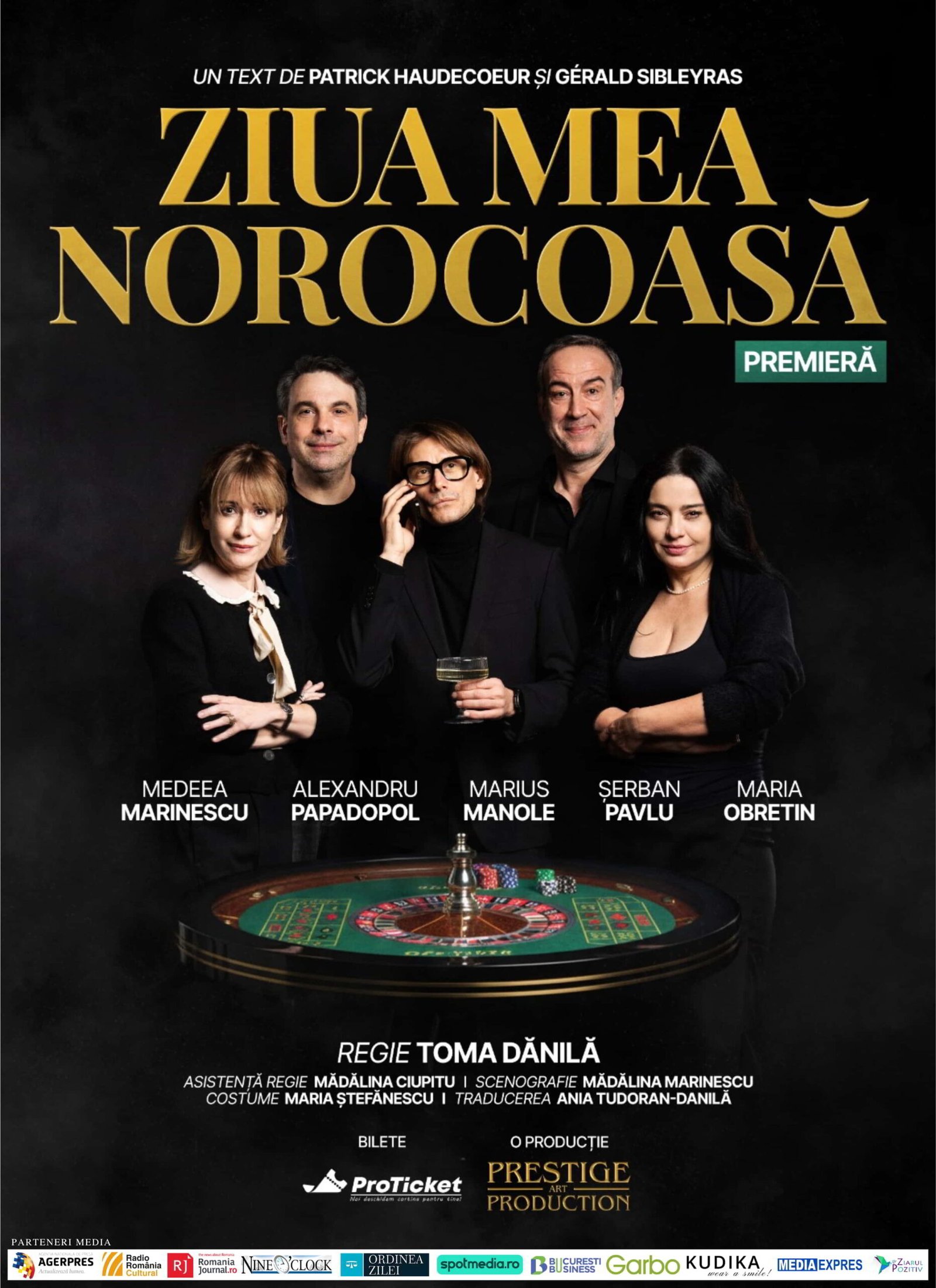 Comedia „Ziua mea norocoasă”, dublu nominalizată la Premiile Molière 2025, în luna aprilie pe scenele din București și Iași