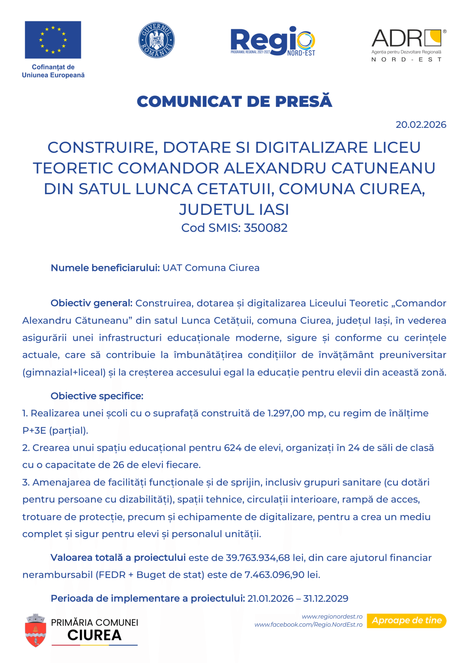 Comunicat de presa Ciurea LICEU-1